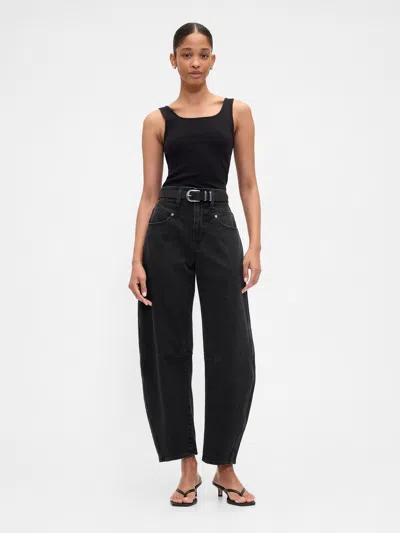 Gap Factory High Rise Barrel Jeans In Black