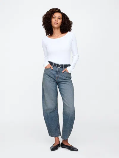 Gap Factory High Rise Barrel Jeans In Blue