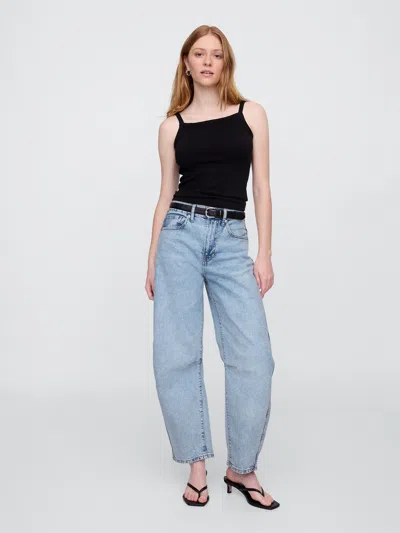 Gap Factory High Rise Barrel Jeans In Light Wash
