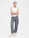 Gap Factory High Rise Barrel Khakis In Blue