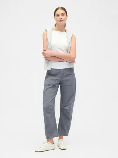Gap Factory High Rise Barrel Khakis In Blue