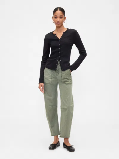 Gap Factory High Rise Barrel Khakis In Green