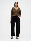 Gap Factory High Rise Barrel Velvet Pants In Black