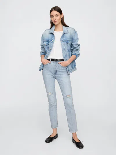 Gap Factory High Rise Destructed Vintage Slim Jeans In Blue