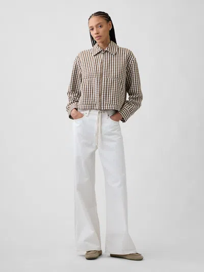 Gap Factory High Rise Drawstring Wide-leg Jeans In White