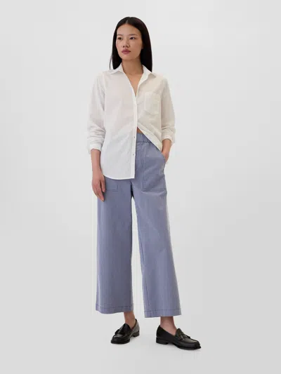 Gap Factory High Rise Easy Stripe Wide-leg Khakis In Blue