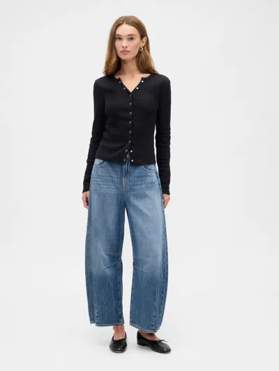 Gap Factory High Rise Horseshoe Crop Jeans In Blue
