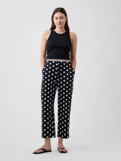 Gap Factory High Rise Linen-blend Straight Crop Pants In Black