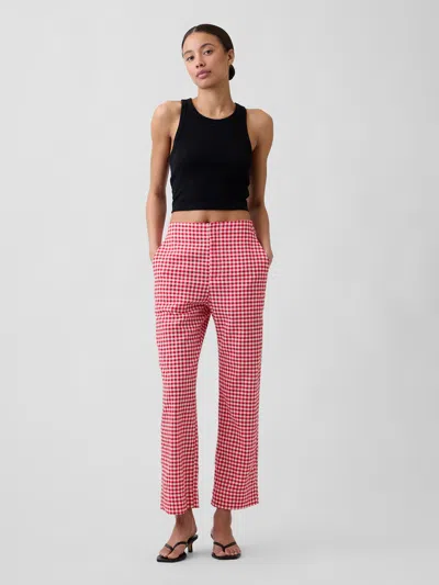 Gap Factory High Rise Linen-blend Straight Crop Pants In Red