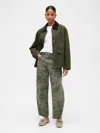 Gap Factory High Rise Print Barrel Jeans In Green