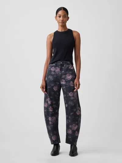 Gap Factory High Rise Print Barrel Jeans In Storm