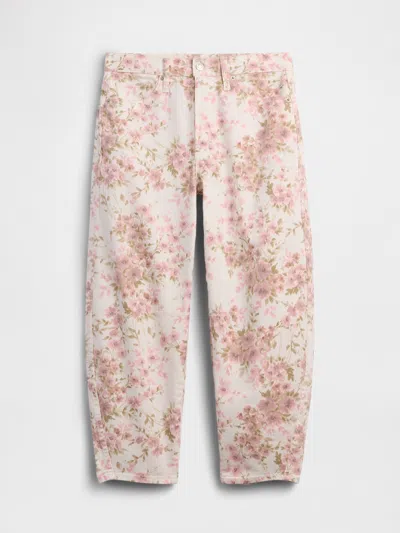 Gap Factory High Rise Print Barrel Jeans In White
