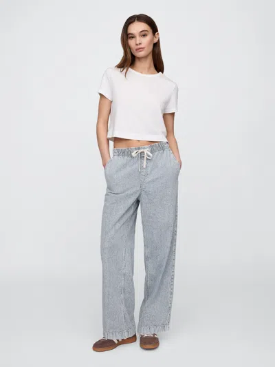 Gap Factory High Rise Pull-on Stripe Wide-leg Jeans In Multi