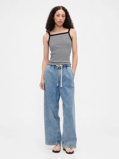 Gap Factory High Rise Pull-on Wide-leg Jeans In Blue