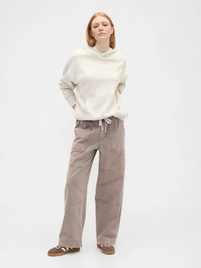 Gap Factory High Rise Pull-on Wide-leg Utility Jeans In Brown