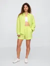 Gap Factory High Rise Relaxed Pull-on Gauze Shorts In Green