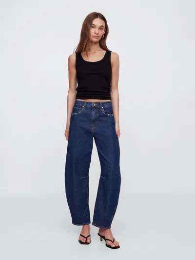 Gap Factory High Rise Studded Barrel Jeans In Blue