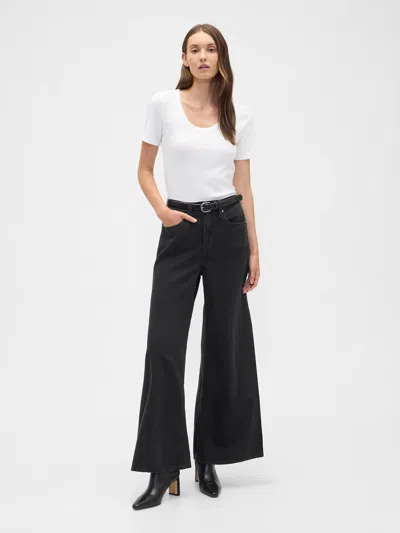 Gap Factory High Rise Superlight Palazzo Jeans In Black