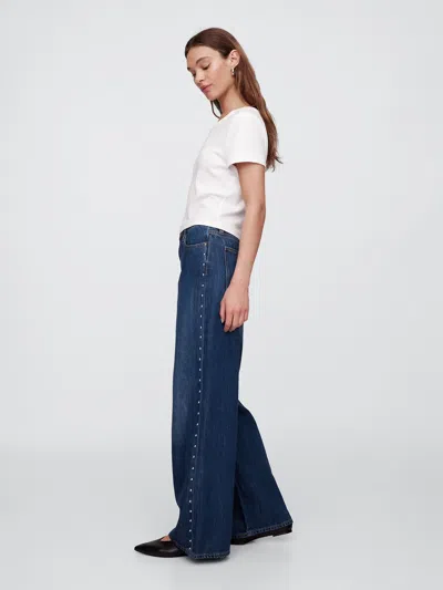 Gap Factory High Rise Supersoft Studded Wide-leg Jeans In Blue
