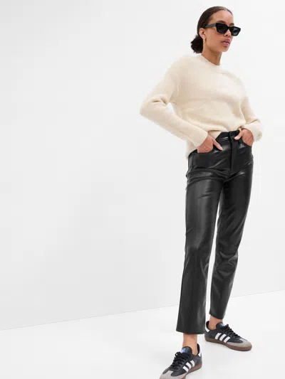 Gap Factory High Rise Vintage Slim Vegan-leather Pants In Black