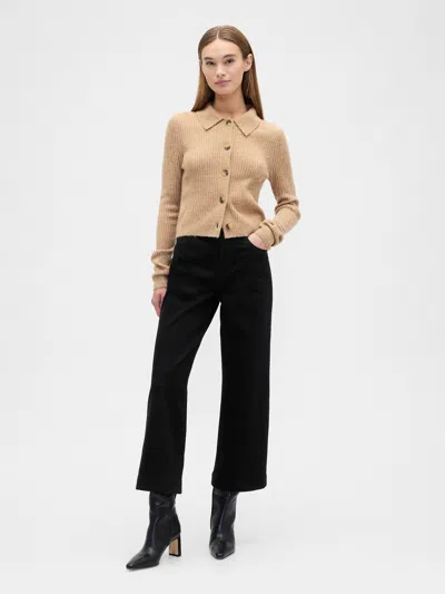 Gap Factory High Rise Wide-leg Crop Jeans In Black