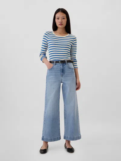 Gap Factory High Rise Wide-leg Crop Jeans In Blue