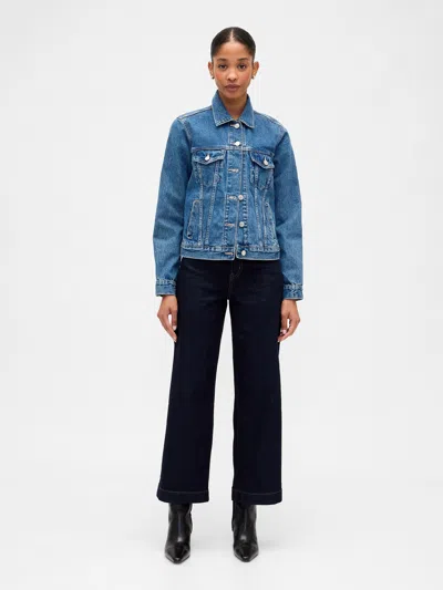 Gap Factory High Rise Wide-leg Crop Jeans In Blue