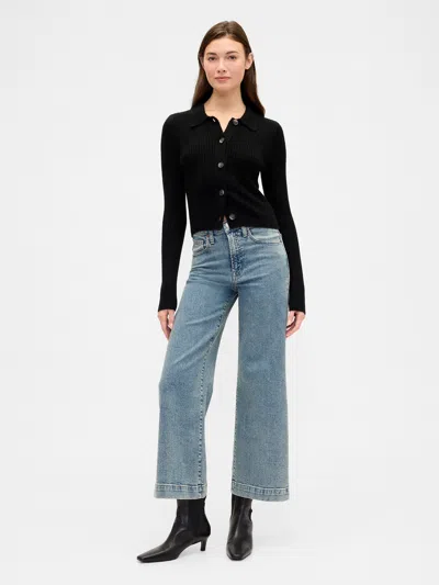 Gap Factory High Rise Wide-leg Crop Jeans In Blue