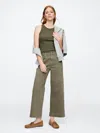 Gap Factory High Rise Wide-leg Crop Jeans In Green