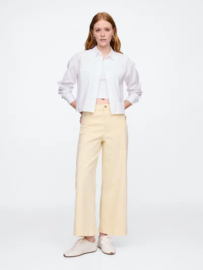 Gap Factory High Rise Wide-leg Crop Jeans In White