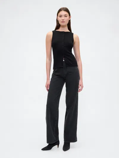 Gap Factory High Rise Wide-leg Jeans In Black