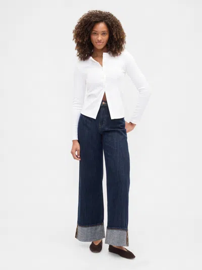 Gap Factory High Rise Wide-leg Jeans In Blue