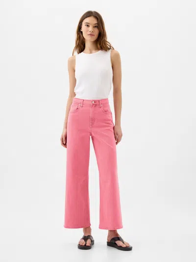 Gap Factory High Rise Wide-leg Crop Jeans In Candy Coral