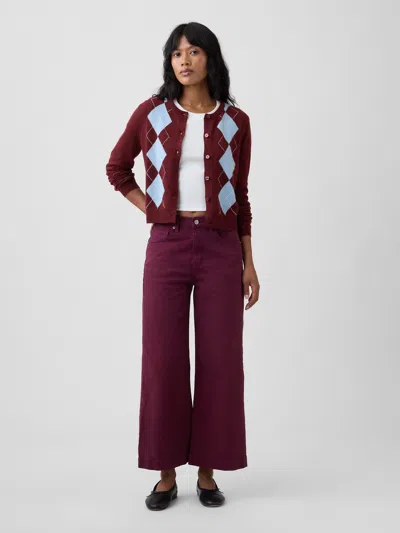 Gap Factory High Rise Wide-leg Crop Jeans In Tuscan Red