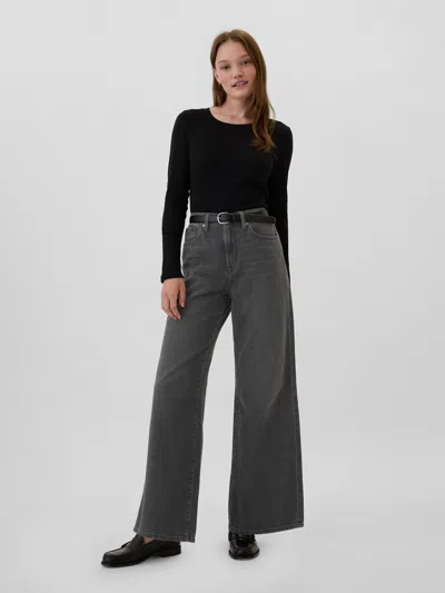 Gap Factory High Rise Wide-leg Jeans In Black Wash