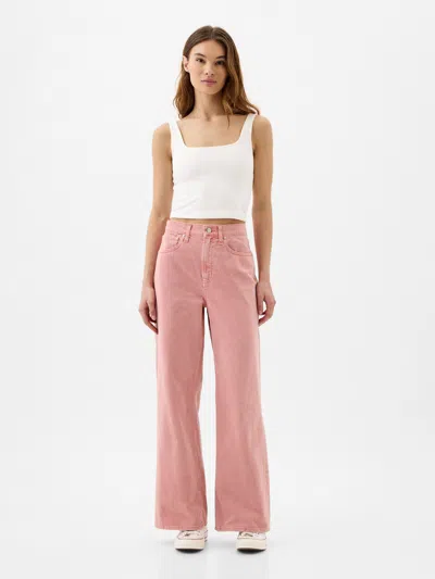 Gap Factory High Rise Wide-leg Jeans In Pink Rosette