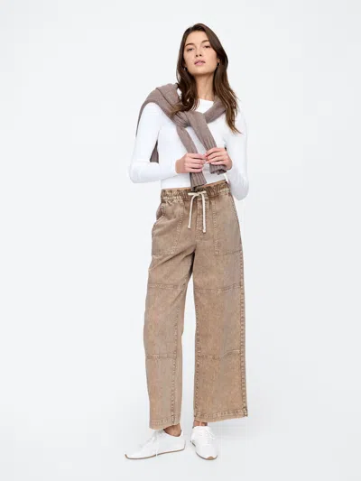 Gap Factory High Rise Wide-leg Utility Pull-on Jeans In Mushroom Brown