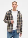 Gap Factory Hooded Flannel Shirt In Standard Fit In Gray