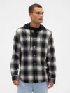 Gap Factory Hooded Flannel Shirt In Standard Fit In Pattern