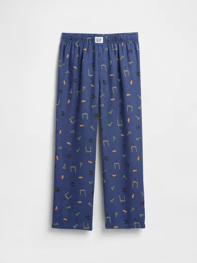 Gap Factory Kids 100% Recycled Flannel Football Pj Pants In Black
