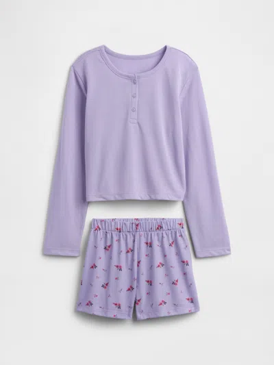 Gap Factory Kids 100% Recycled Henley Pj Set In Purple