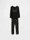 Gap Factory Kids & Babygap 100% Organic Cotton Kitty Pj Set In Black