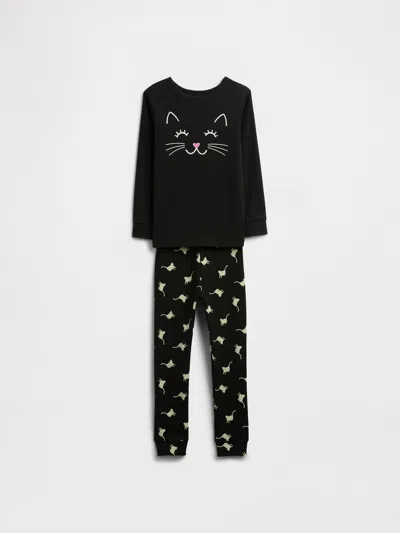 Gap Factory Kids & Babygap 100% Organic Cotton Kitty Pj Set In Black