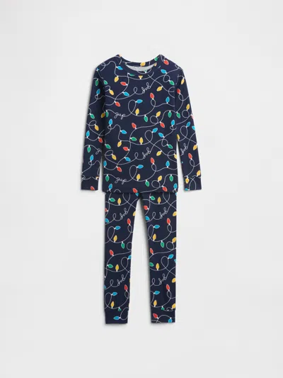 Gap Factory Kids & Babygap 100% Organic Cotton X-mas Lights Pj Set In Blue