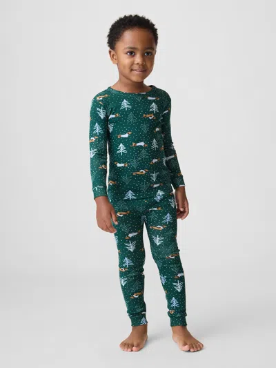 Gap Factory Kids & Babygap Holiday Dog Print Pj Set In Deep Hunter Dogs