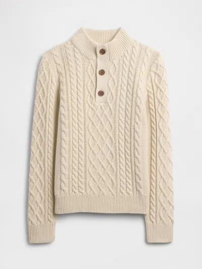 Gap Factory Kids Cable-knit Mockneck Sweater In Neutral