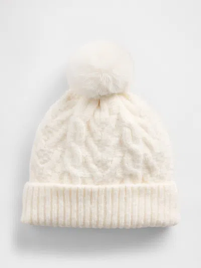Gap Factory Kids Cable-knit Poof Beanie In White