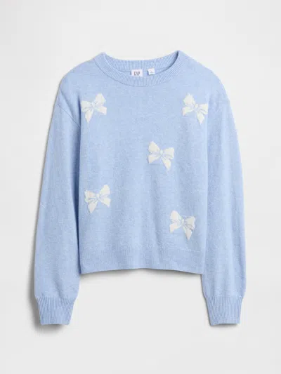 Gap Factory Kids Cashsoft Relaxed Intarsia Sweater In Blue
