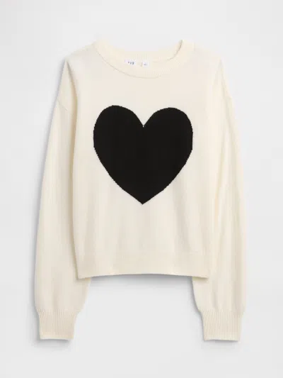 Gap Factory Kids Cashsoft Relaxed Intarsia Sweater In White