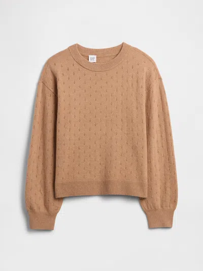 Gap Factory Kids Cashsoft Relaxed Pointelle Sweater In Nude